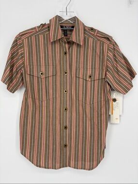 💆🏻‍♀️ nwt vintage SK Wear cotton Striped camp shirt blouse